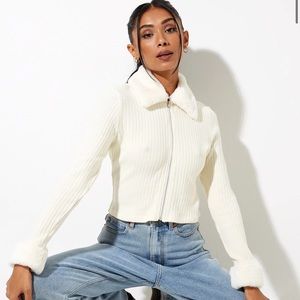 Motel Loria Faux Fur Cardigan